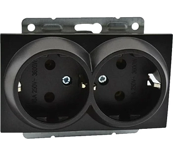 Механизм розетки Mono 2-ой с/з с/п 16А L/D графит (1/8/80)