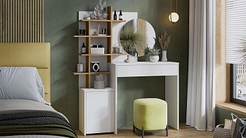 Стол туалетный Голден тип 1 (Белый/Дуб крафт золотой)