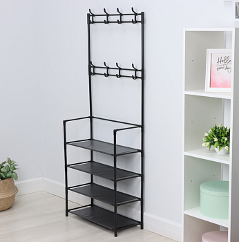 Вешалка напольная для одежды с полками для обуви, 4 яруса, 60*26*155 см   9556912