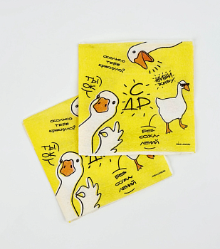 Салфетки бумажные Гуси 1-сл 24*24 см 50 шт 10892635