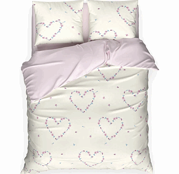 КПБ "Этель" 2сп Флирт 175*215 см, 200*220 см, 70*70 см -2 шт, бязь 125 г/м2, хл 100% 10706934