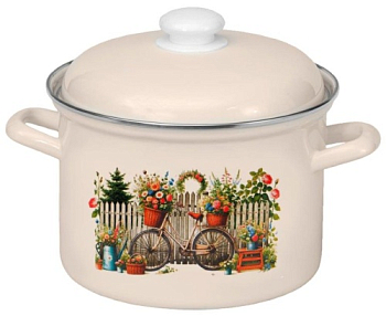 Кастрюля эм цил 4,5л "Романтика" мет/кр нерж/об пл/руч нерж/об С-1615АП2/4Жм