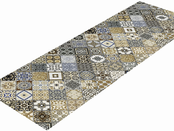 Дорожка вырезная icarpet PRINT антискользящая 1,00 м Плитка Тоскана мультиколор (132)