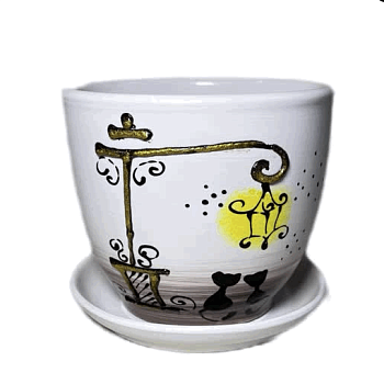 Кашпо Вечер v 0,4 л с подд. керам глазур. ф тюльпан h 11 см d 11 см