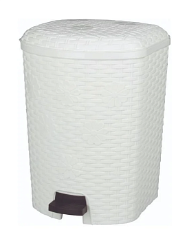 Контейнер д/мусора "Плетенка" 12л с педалью (белый)