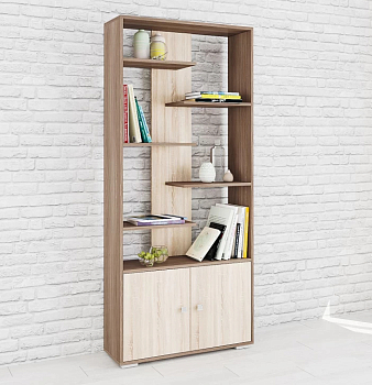 Стеллаж Ромео-4 ясень шимо темный / Дуб сонома