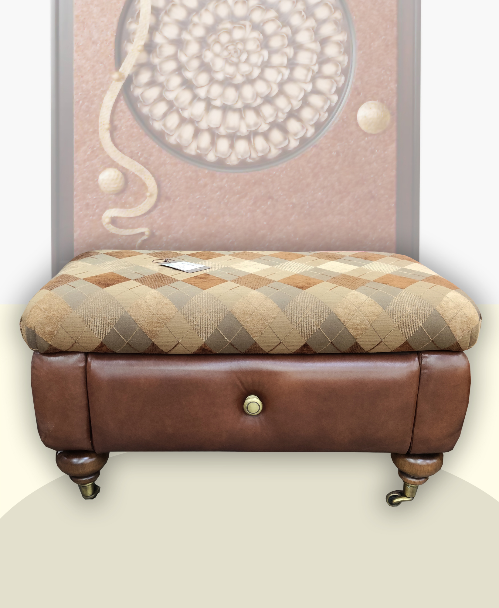 Банкетка Валента-4 (категория 4) (Гарвард клетка + НК Mirror Cognak) 18016