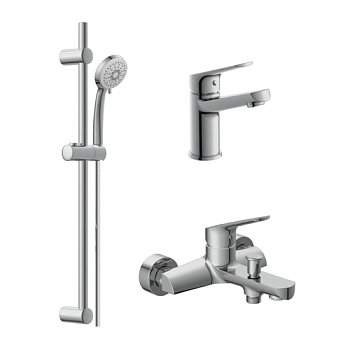 *Комплект для ванной 3 в 1: смеситель для раковины и ванны FLAVIS и душевой гарнитур VIB