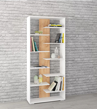 Стеллаж Ромео-3 Дуб крафт золотой/Белый древесные поры