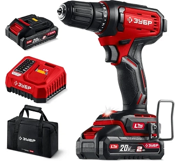 Дрель-шуруповерт ЗУБР  20В 40Нм 2АКБ LMS (2Ач) сумка (ДШ-40-22)