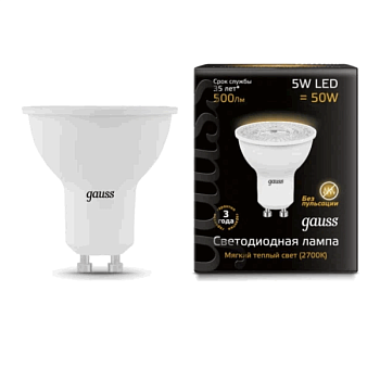 Лампа св/диод. Gauss LED GU10 5W 2700K