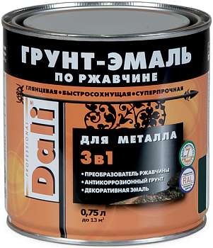 Грунт-эмаль Dali 3в1 по ржавчине 0,75л серебристый алюминий