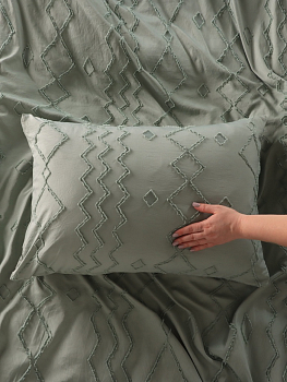 КПБ LoveLife Tufting 1,5сп "Орнамент" 143*215см,150*230см,50*70см-2шт, цв.зеленый, 110 г/м2 10323098