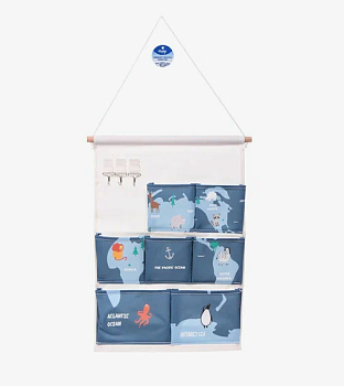 Карман настенный подвесной "Карта мира" 7отд. 3крючка 35*50см 356-037