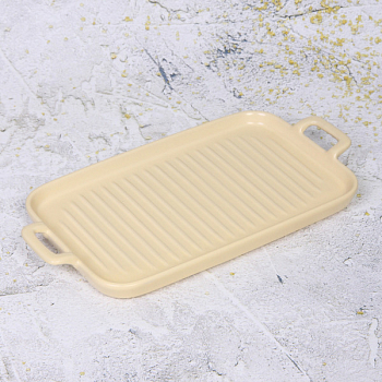 Блюдо керамическое "Акварель" 29*15*2,5см, бежевое 406-065