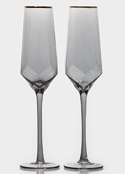 Набор бокалов д/шампанского 2 шт "Дарио" 180 мл 7*27,5 см графитовый 6784476