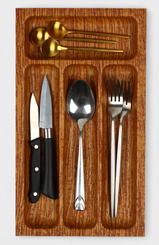 Лоток для столовых приборов 4 отделения 36х20х5 см "Вуди"   