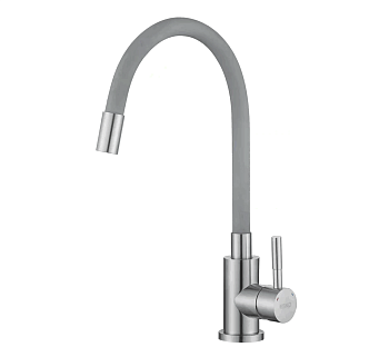 Смеситель для кухни K44SG Kitchen гибкий излив нерж. сталь/серый ESKO
