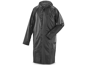 Дождевик-плащ сверхпрочный на кнопках, ПВХ (черный) STRBL1