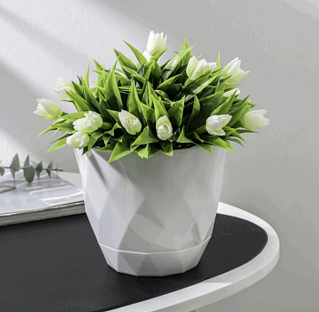 Горшок д/цв Laurel D145 мм 1.3л с поддоном (белый) Idiland 221610829/01