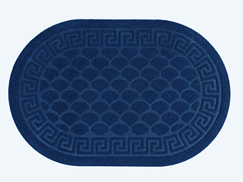 Коврик влаговпитывающий, 60*90 см. "Чешуйки" овал синий 