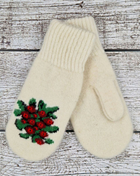 Варежки шерстяные "Брусника" жен. 300103