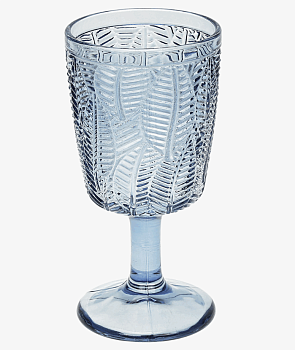 *Бокал ст "Листья" 350мл д8см h16,8см рельеф цвет/стекло синий (ДМ) TJ0472