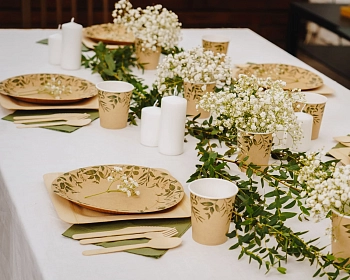 Набор Эко посуды и стол. приборов на 10 пер. Листья