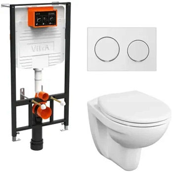 Комплект: подвесной безободковый унитаз Vitra S10 Splinflush с сид., с микролифт., инст. и панель
