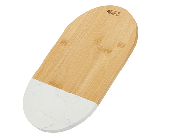 Доска разд. овал. вставка белый мрамор 29,5*18*1,2см Linea Bamboo
