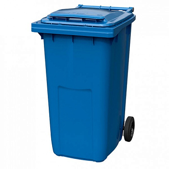Бак д/мусора 240л на колесах (серо-синий)