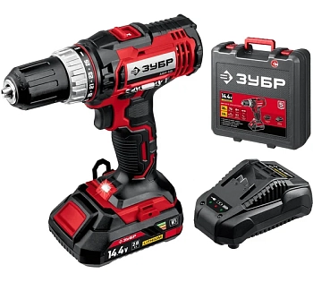 Дрель-шуруповерт ЗУБР  С1 14.4В 35Нм 1АКБ (2Ач) кейс (ДШЛ-145-21)	