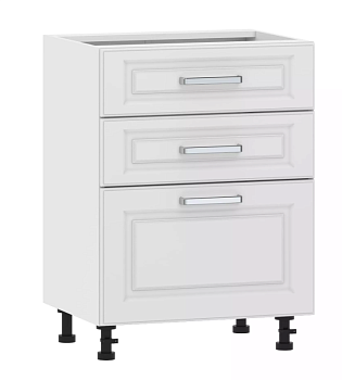 Тумба кухонная со столеш. 100.06 600 "Вокс" Меренга, Белый 3 ящика 100.06 600