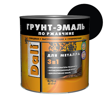 Грунт-эмаль Dali 3в1 по ржавчине 0,75л черный