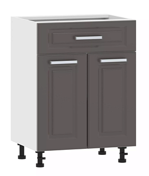 Тумба кухонная со столеш. 100.09 600 "Вокс" Софт графит, Белый 1 ящик 2 двери 100.09 600