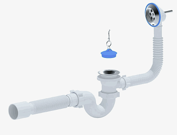 Сифон АНИ д/ванны с выпуск. и перел. 1 1/2" S-образный, с гофр. 40*50 Е155