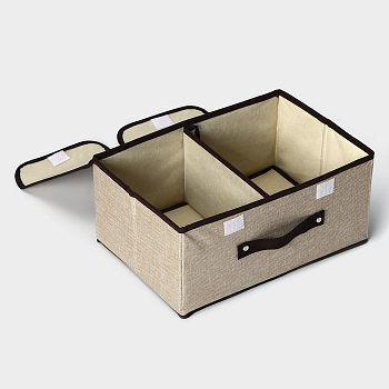 Короб стел. д/хран. с двойной крышкой Доляна «Тэри», 36*25*16см, беж. 5437335