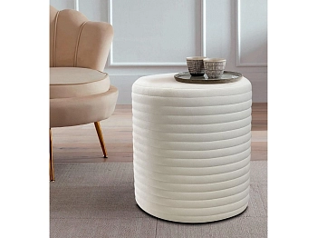 Пуф Круглый без ножек горизонт.стяжка/№01 молочн