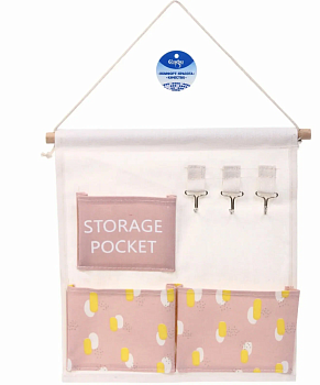 Карман настенный подвесной 3 отделения "ИДЕЯДОМА", принт пудровый, 30*34см 628-099