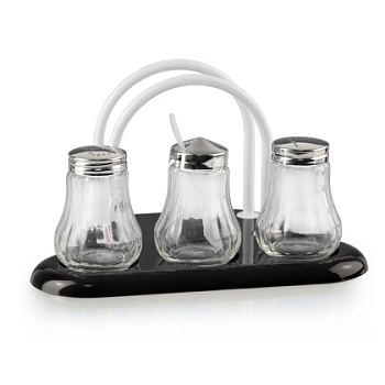 Набор д/специй ст./пл 4пр: солонка40мл/перечница40мл/горчичница70мл/салфетница на под-ке 301