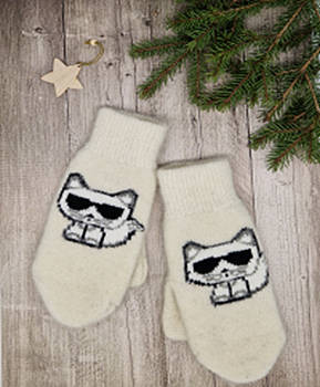 Варежки шерстяные "Кот" 300110 