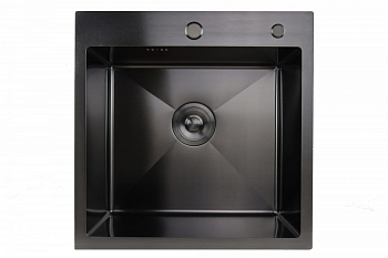 Мойка врезная 50*50 Графит, кругл. выпуск (дозатор, коландер, сифон) SIRIUSLINE SL5050G