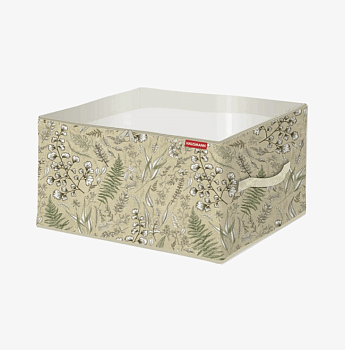Кофр для хранения, ПЭТ/ПП, 60*50*35 см, растительный принт/бежевый