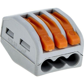 Клемма СМК 222-413, 3-проводная серая 0.08-2.5/4 мм² (50шт/уп) REXANT								