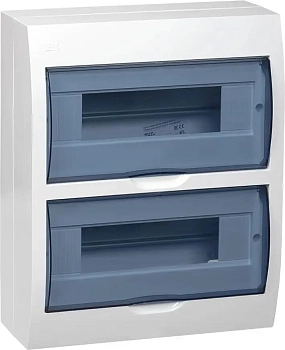 Щит ИЭК ЩРН-П-24 навесной 2*12 модулей белый IP40 с шинами N-PE