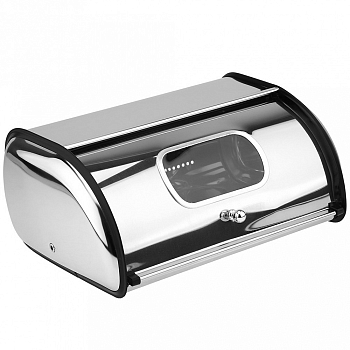 Хлебница нерж 34*23см h14,5см s0,28мм с/кр с/руч с/окном рифл/дно зеркал. покр. в/кор (ДМ) K-001SK