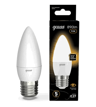 Лампа Gauss LED Свеча Е27 9,5W 890lm 3000К