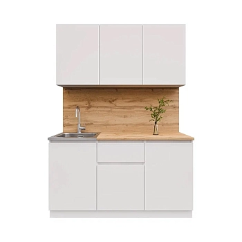 Кухня Лето 1,5м белый/белый/дуб вотан