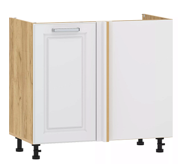 Тумба под мойку угловая "Вокс" 100.11 1000 (Меренга, Дуб Крафт Золотой) без столешни