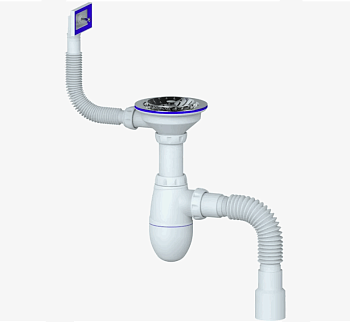 Сифон д/мойки с вып. 3.1/2*40 и прямоуг. перелив. и гибк. отв. 40*40/50 Unicorn В425